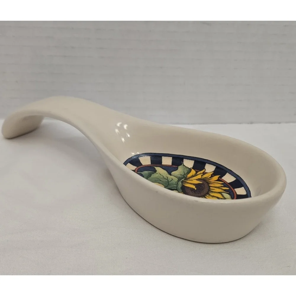 Vintage Susan Winget Sunflower Ceramic Spoon Rest Certified International 1990s